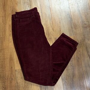 D. Jeans high waisted skinny Burgundy Corduroy Pants
